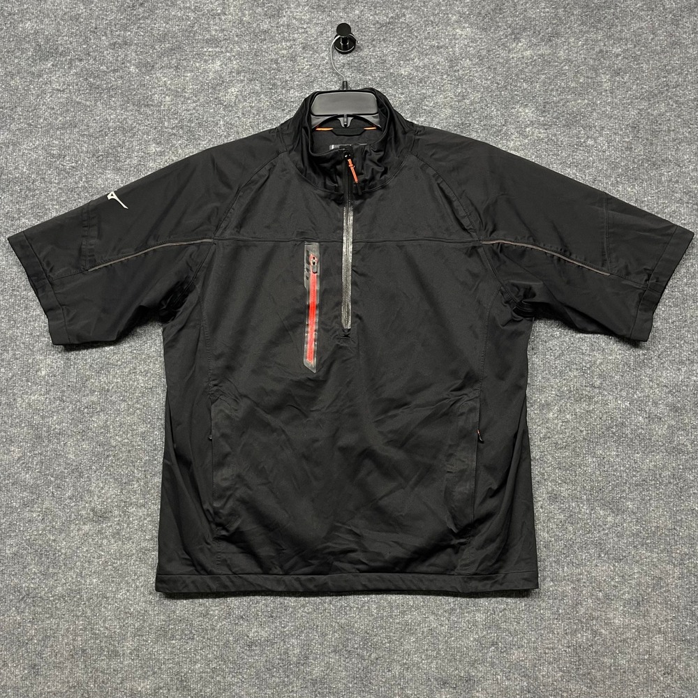 Mizuno Pro Collection Windbreaker Men Medium Black Short Sleeve Impermalite Golf